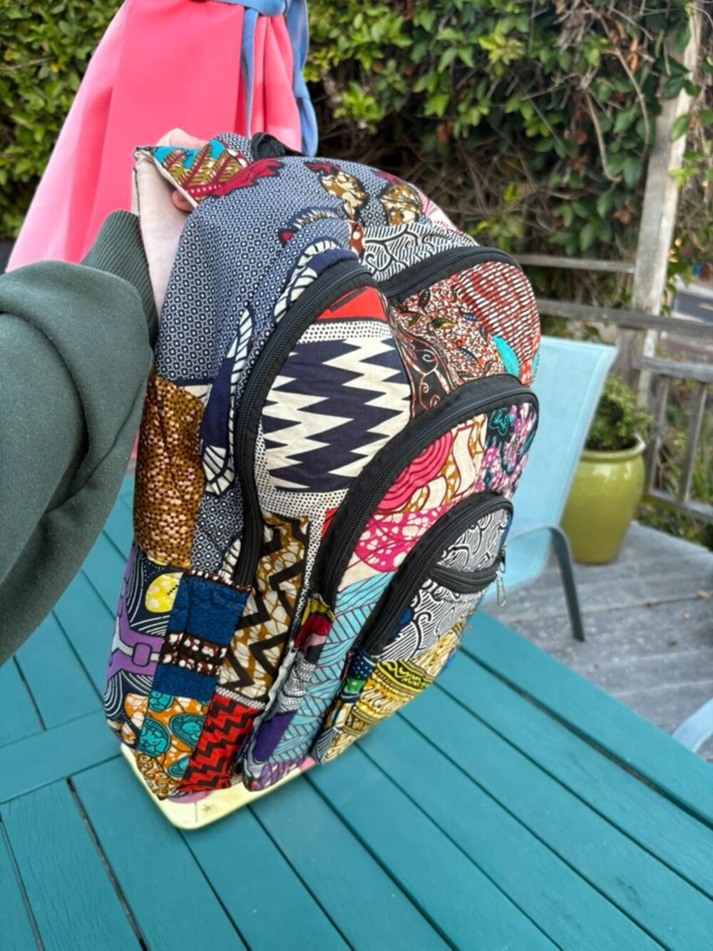 African Patchwork Fabric Backpack - Picture 3 of 3